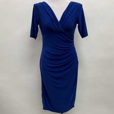 Evan Picone Women's Dress Size 4 Blue Bodycon V-N… - image 1