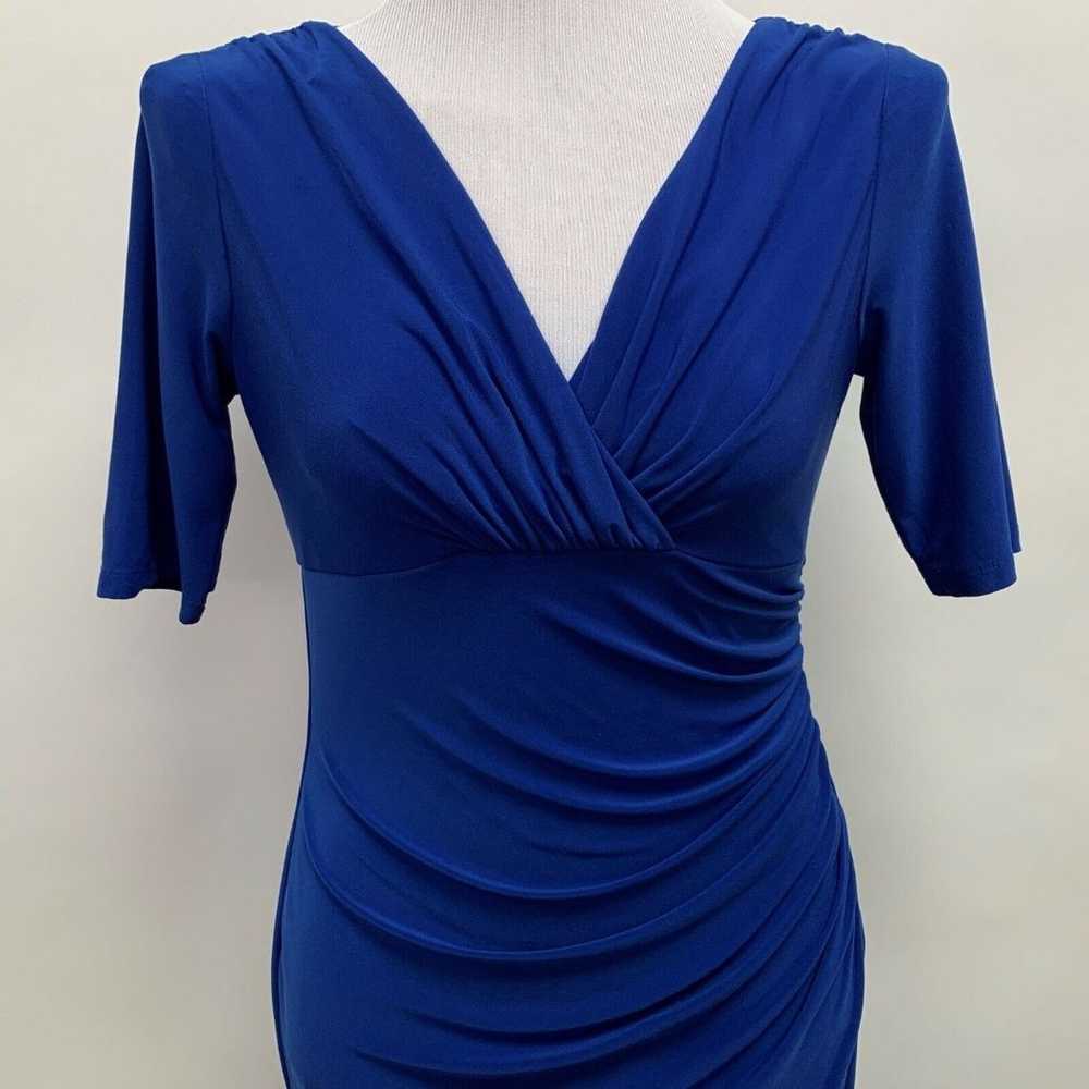 Evan Picone Women's Dress Size 4 Blue Bodycon V-N… - image 2