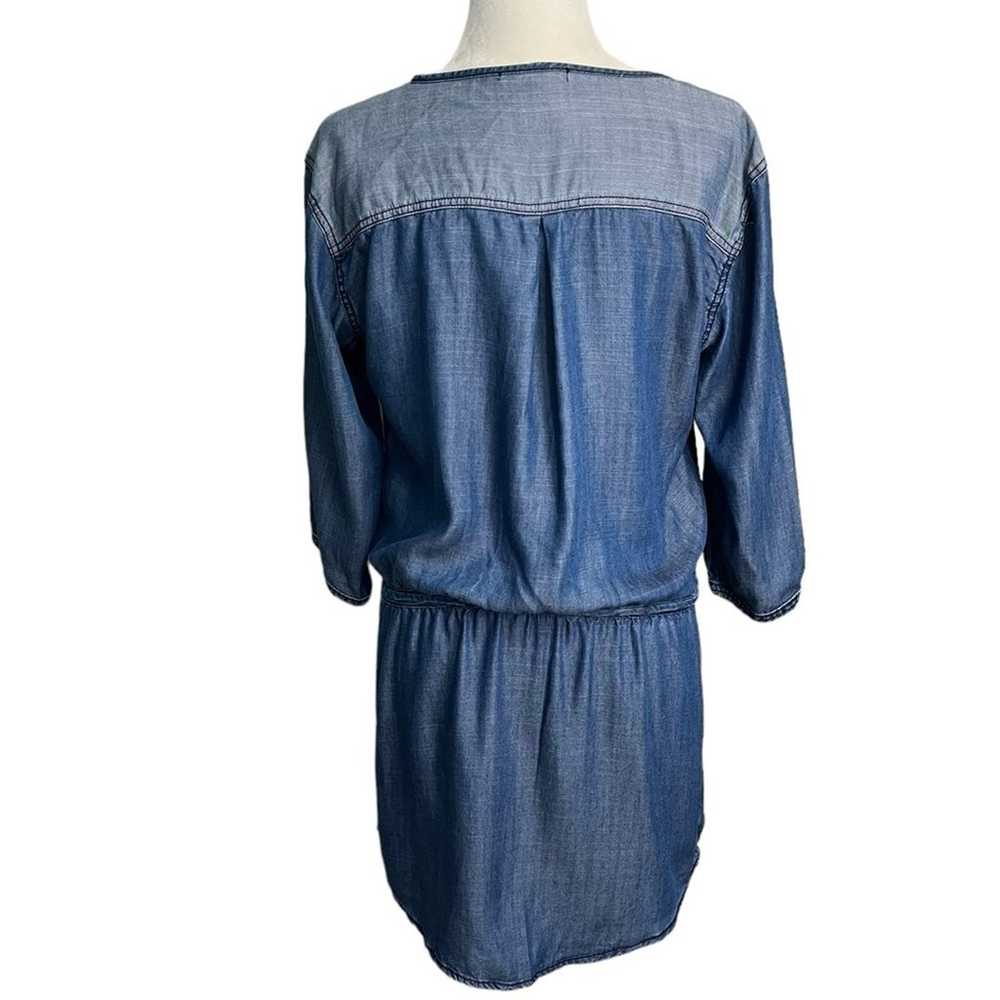 MICHAEL STARS Denim Blue Patchwork Chambray Shirt… - image 5