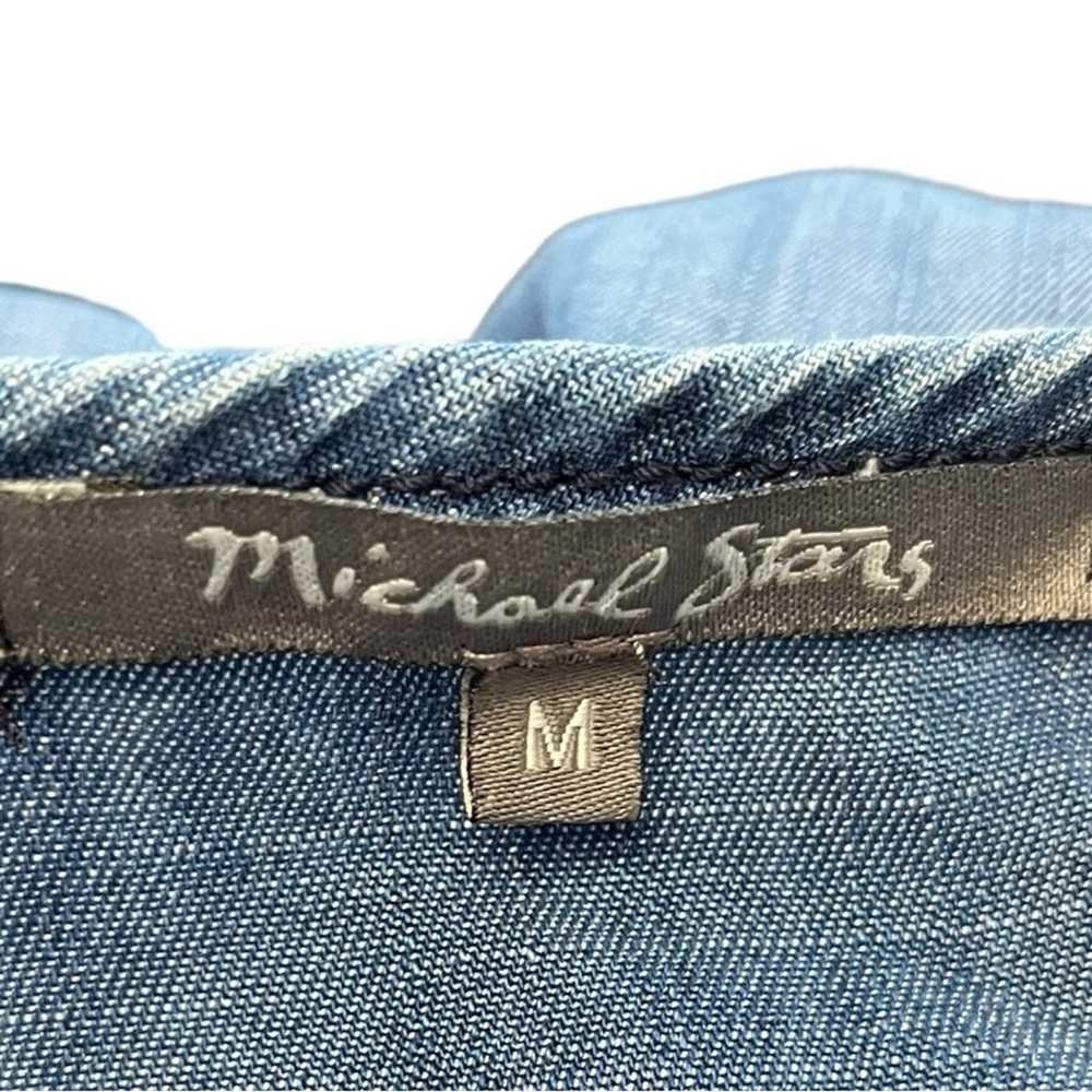 MICHAEL STARS Denim Blue Patchwork Chambray Shirt… - image 6