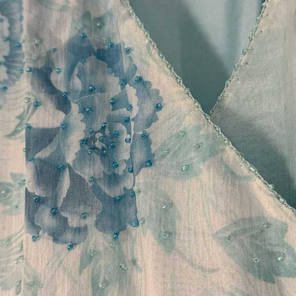 ECI New York Silk Light Blue Floral Beaded Chiffo… - image 7