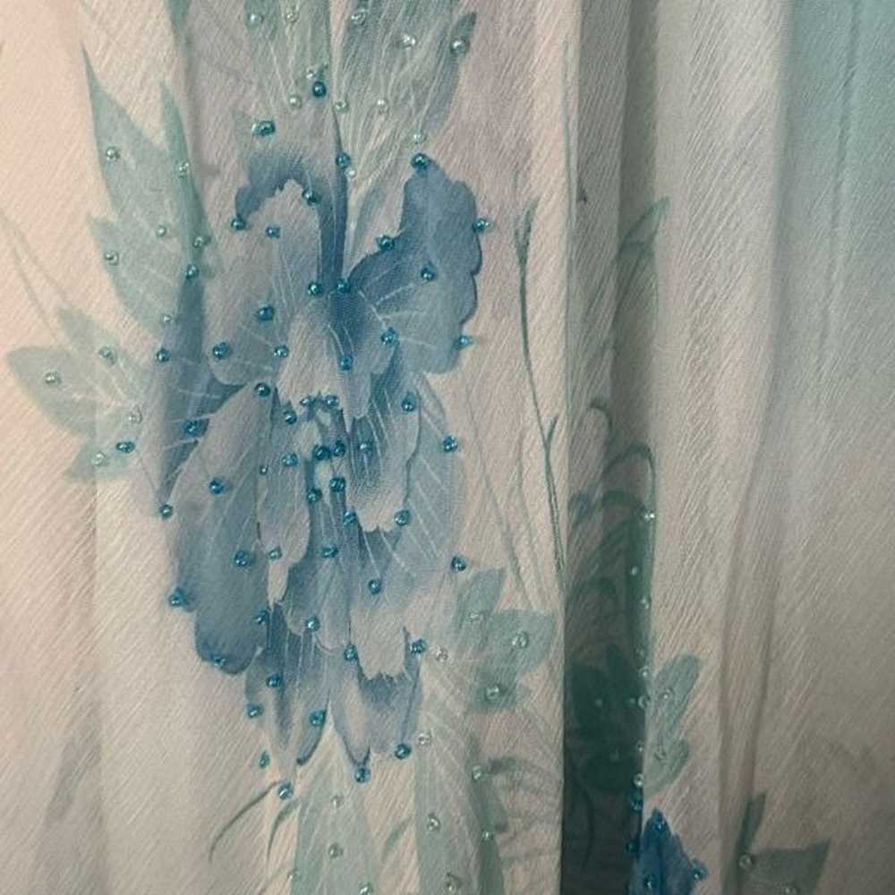 ECI New York Silk Light Blue Floral Beaded Chiffo… - image 8