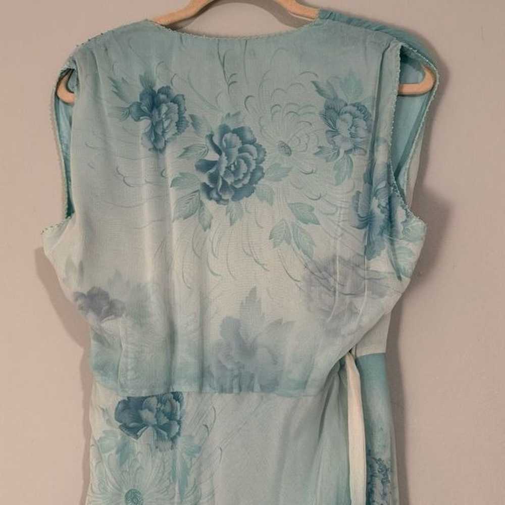 ECI New York Silk Light Blue Floral Beaded Chiffo… - image 9