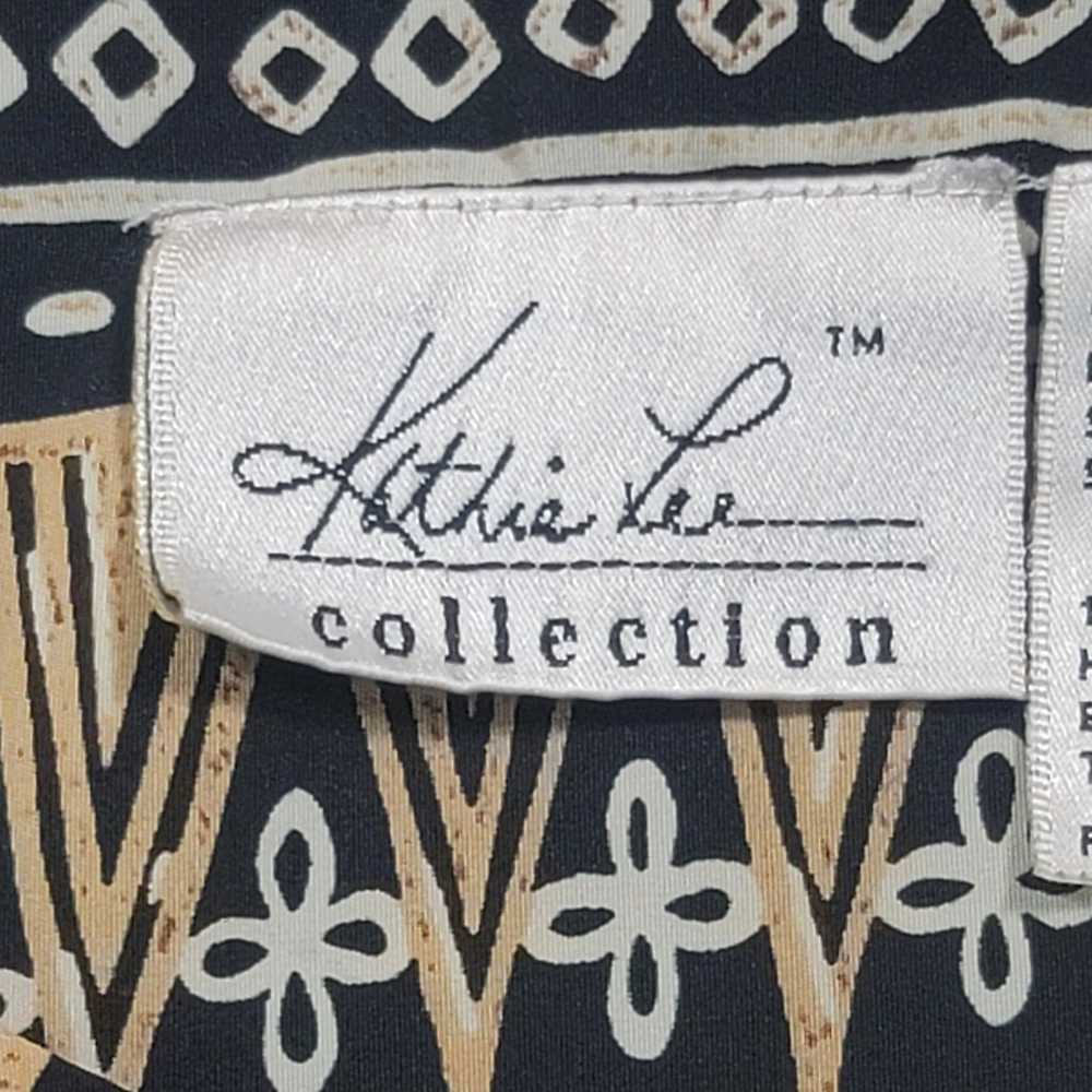 VTG Kathie Lee Collection Black Tan Geo Print Rom… - image 3