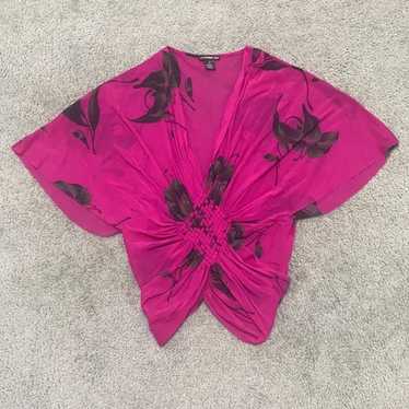 Vintage Vivienne Tam Sheer floral batwing sleeve t