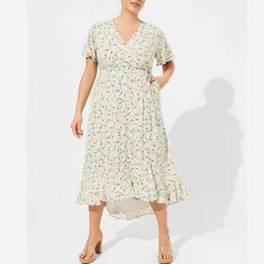 Torrid Floral Faux Wrap Midi Dress Size 2X Women … - image 1