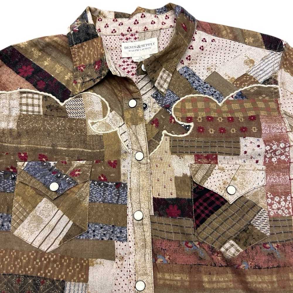 Patchwork pattern western shirt - image 2