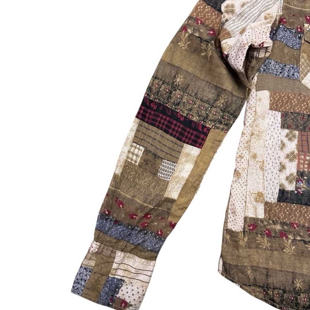 Patchwork pattern western shirt - image 3