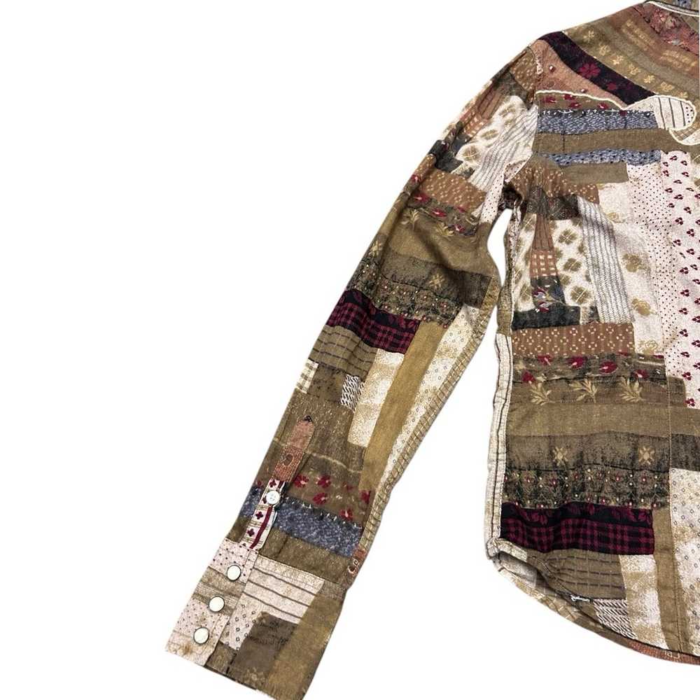 Patchwork pattern western shirt - image 7