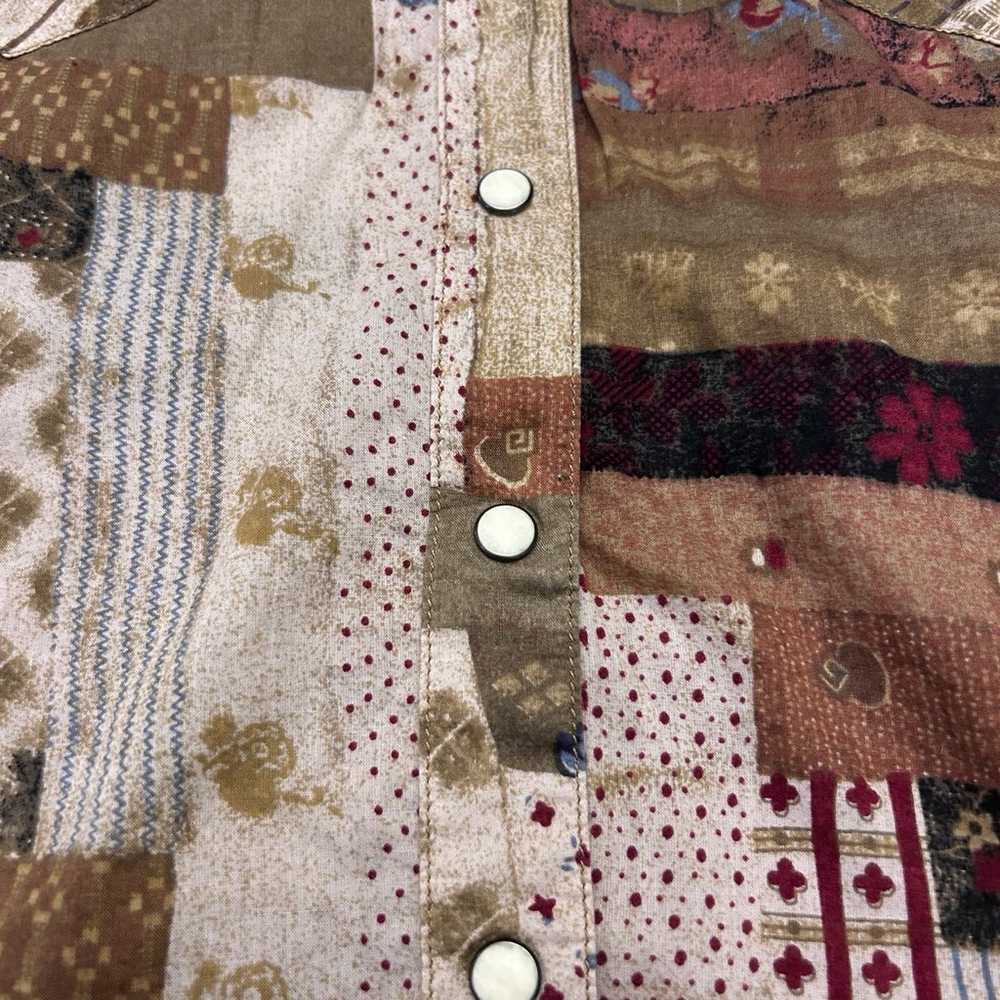 Patchwork pattern western shirt - image 9