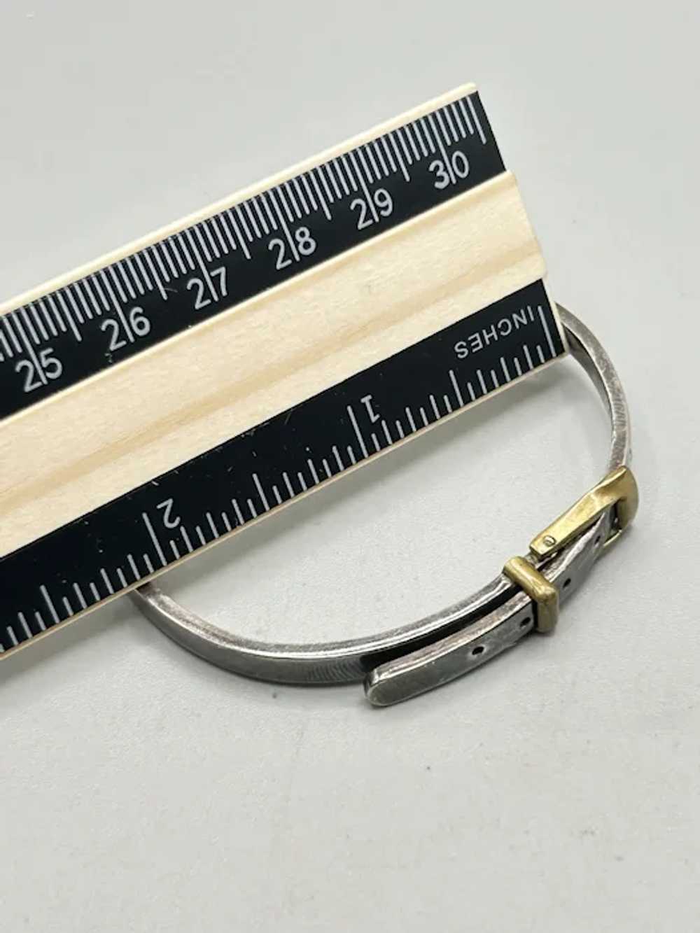 Vintage Sterling Silver Buckle Bracelet Hinged Ba… - image 11
