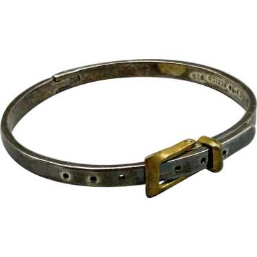 Vintage Sterling Silver Buckle Bracelet Hinged Ba… - image 1