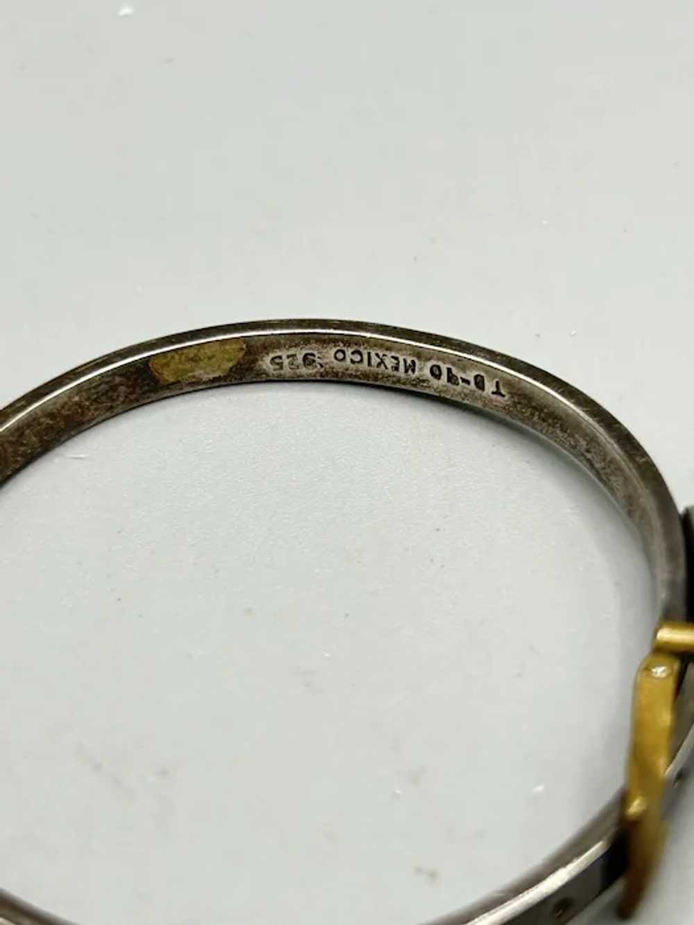 Vintage Sterling Silver Buckle Bracelet Hinged Ba… - image 7