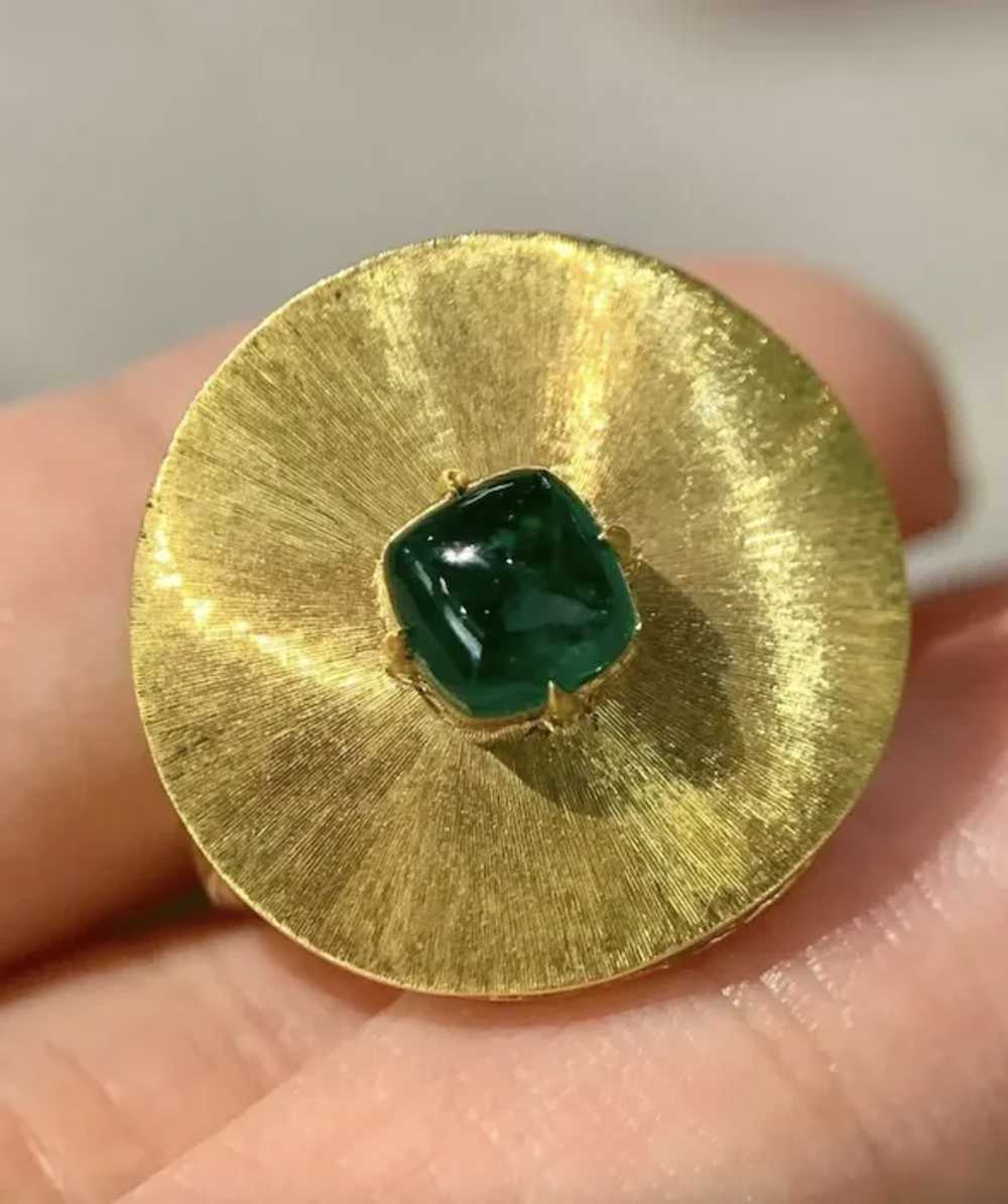 18K Yellow Gold 0.88 CT Sugarloaf Emerald & Diamo… - image 6