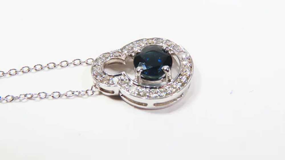 Estate 14K white gold Natural blue sapphire & Dia… - image 3