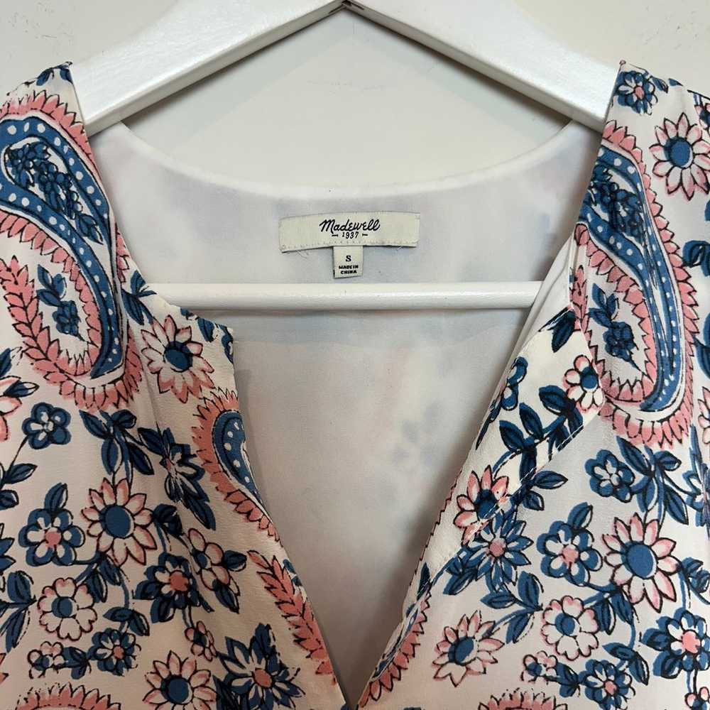 Madewell Silk Flora Paisley Popover Dress Block P… - image 3