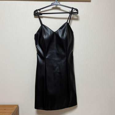 Black synthetic leather cami dress - image 1