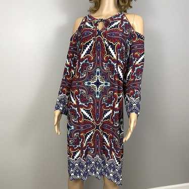 Chico’s Paisley Cold-Shoulder Dress Size 3 XL Mul… - image 1