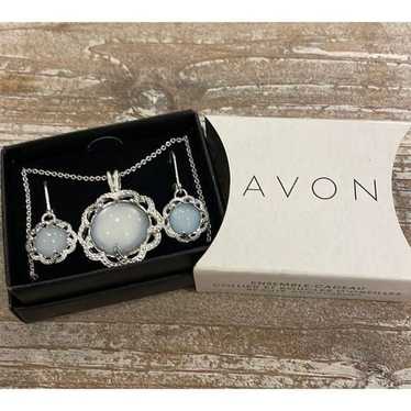 Avon Vintage Silver Tone Blue Matching Earrings a… - image 1