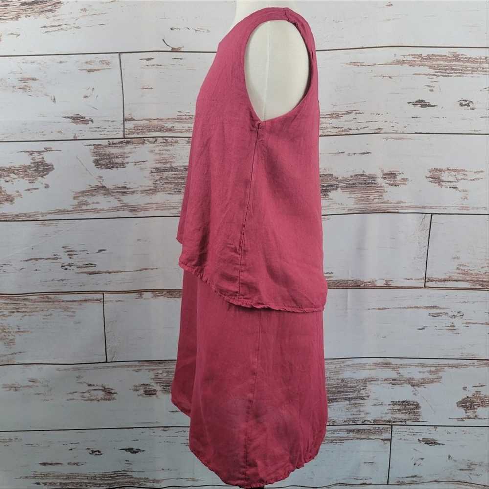 Lungo L'Arno 100% Linen Sleeveless Dress Red Size… - image 3