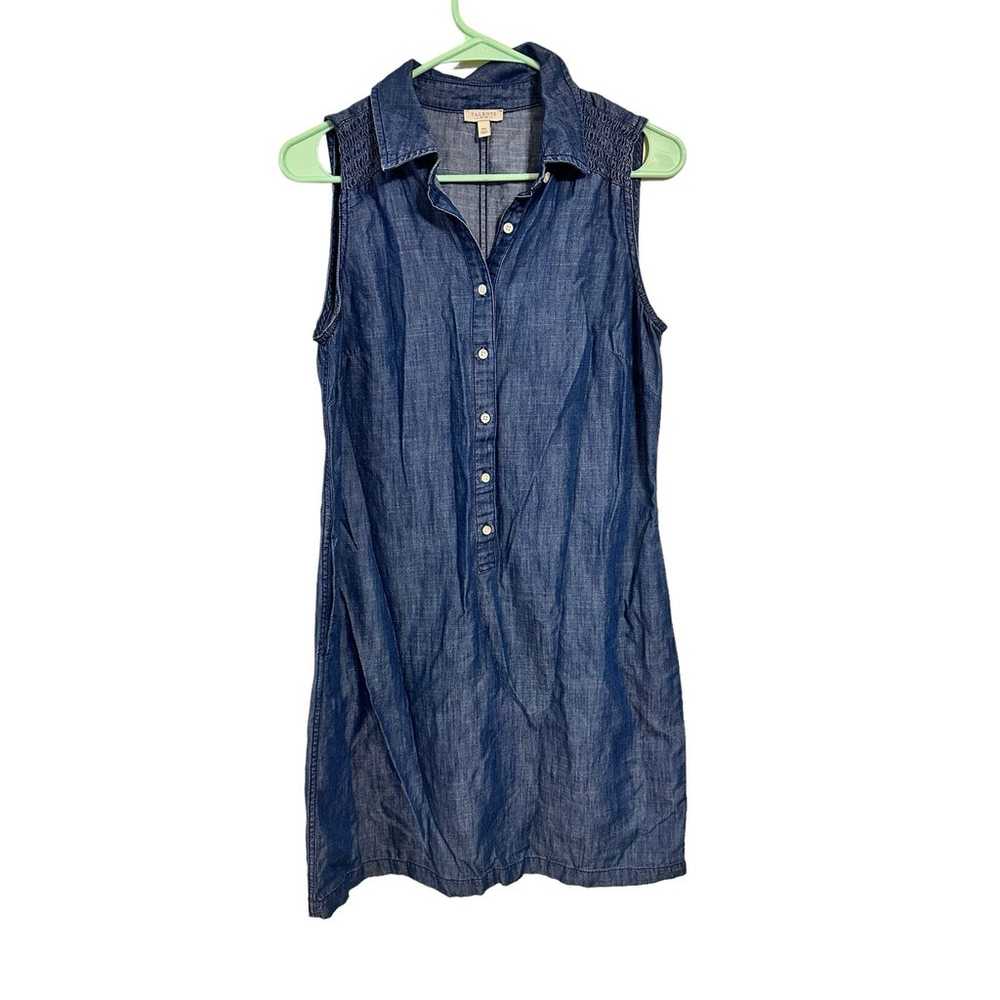 Talbots Denim Chambray Sleeveless Shirt Dress Siz… - image 1