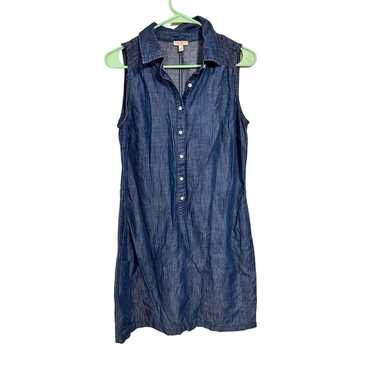 Talbots Denim Chambray Sleeveless Shirt Dress Siz… - image 1