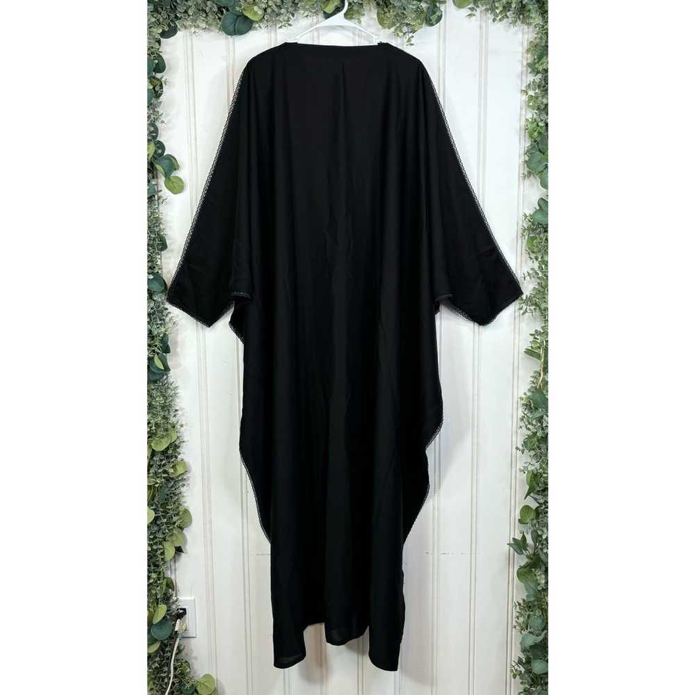 Black Abaya Kaftan size 58 Classic Lace Trim Bead… - image 2