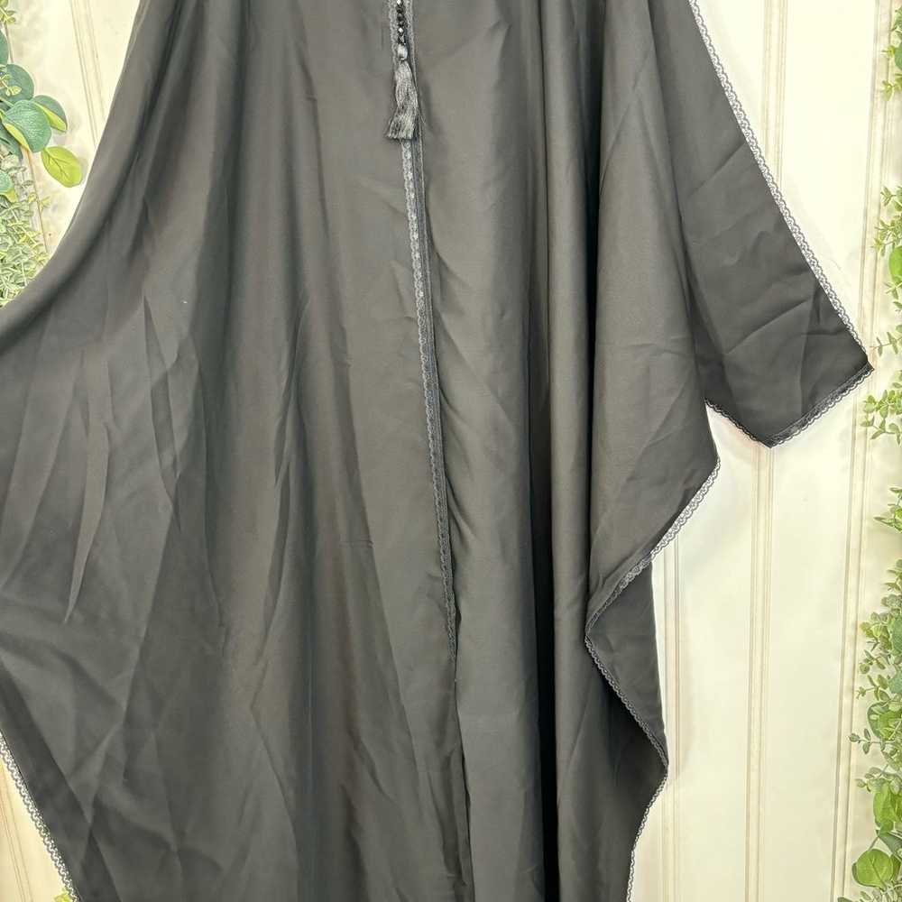 Black Abaya Kaftan size 58 Classic Lace Trim Bead… - image 8