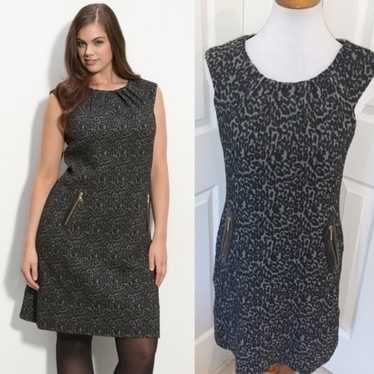 Eliza j Ponte gray leather animal dress