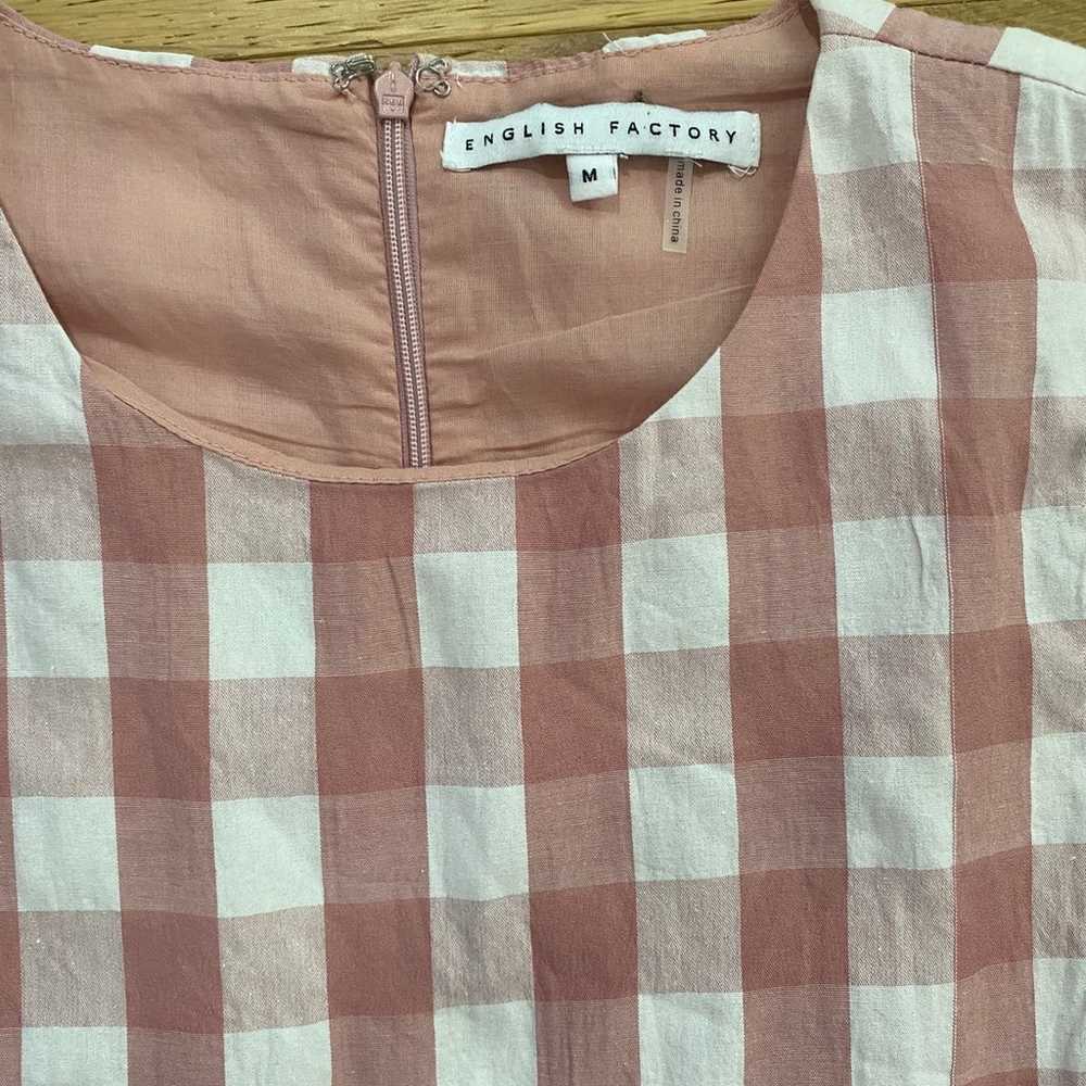 English Factory gingham rose pink dress size M VG… - image 2