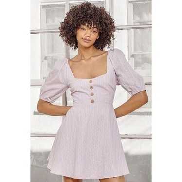 Lulus Endearing Looks Lavender Puff Sleeve Lace-Up