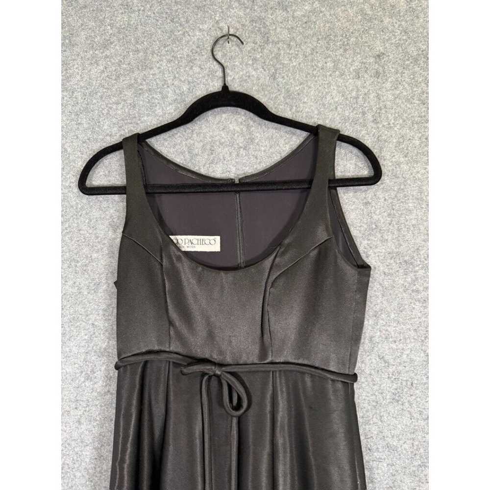 VTG Sergio Pacheco Dress Women Small Black Satin … - image 2