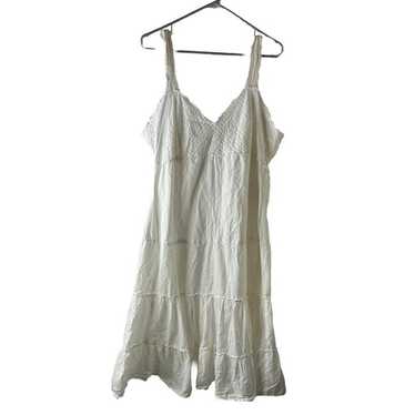 Vintage Y2K Womens 1XL White Cotton Tiered Slip S… - image 1