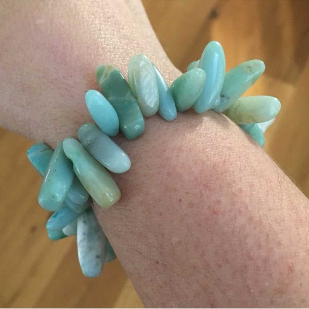 Natural amazonite bead stretchy bracelet bangle - image 1