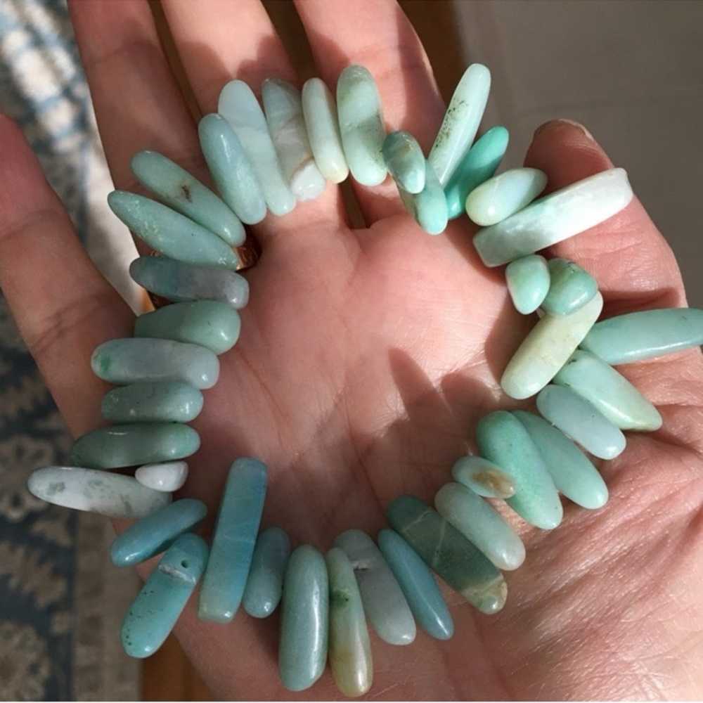 Natural amazonite bead stretchy bracelet bangle - image 3