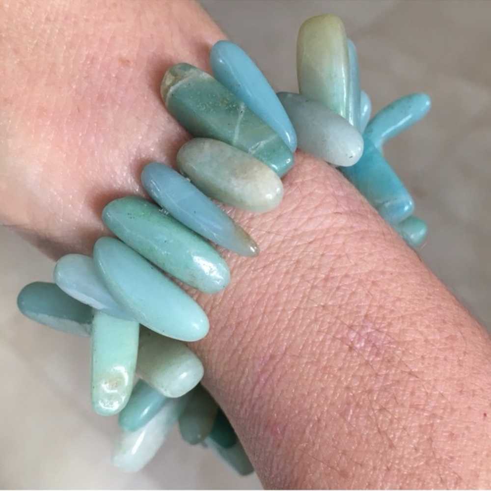 Natural amazonite bead stretchy bracelet bangle - image 4