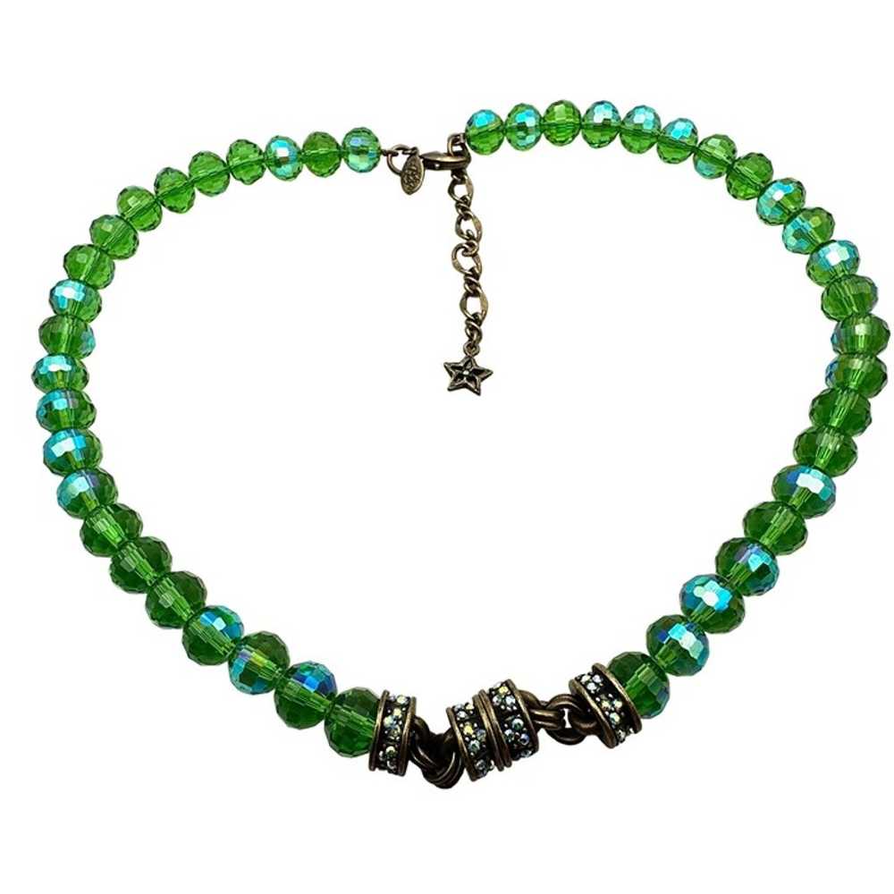 Kirks Folly Womens Necklace Green Crystal Bronze … - image 1