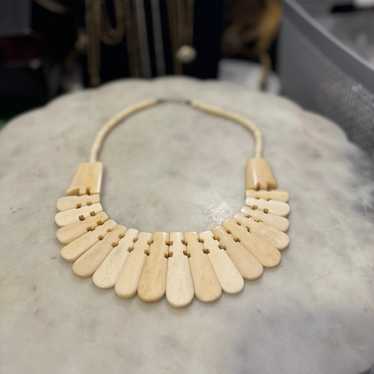 Huge Vtg Bone Necklace - image 1