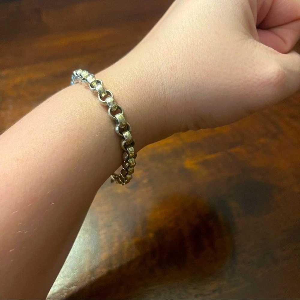 Hammered Rolo Belcher Chain Bracelet Heavy Pure .… - image 2