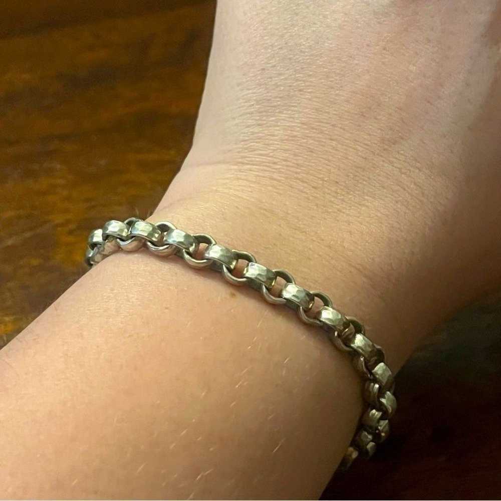 Hammered Rolo Belcher Chain Bracelet Heavy Pure .… - image 3