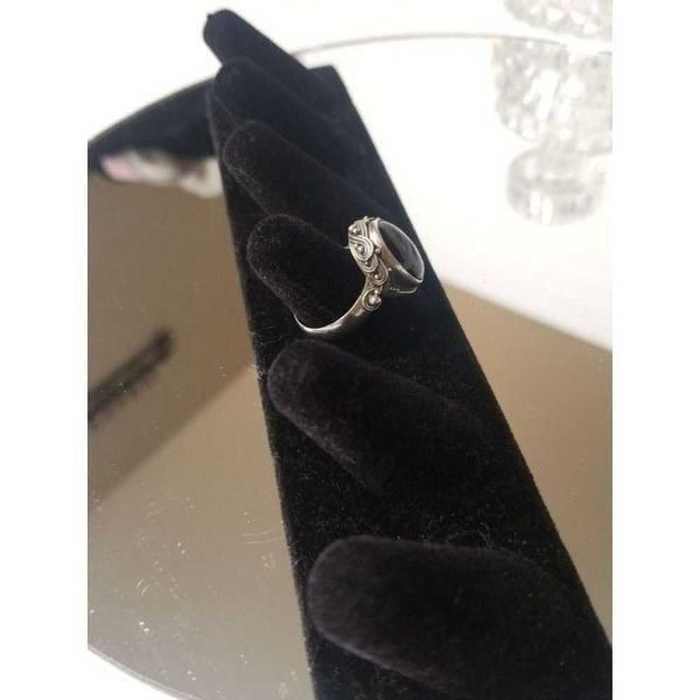 Vintage Silver and Black onyx Ring - image 4