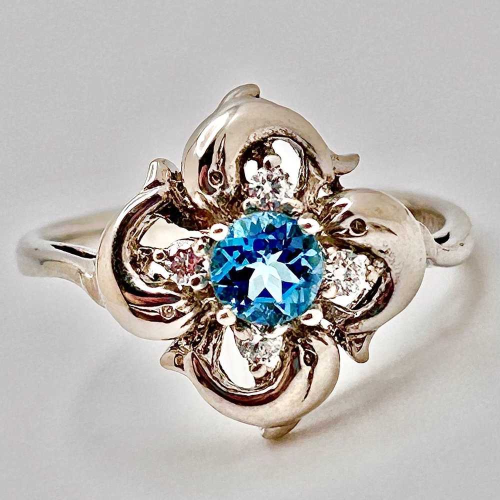 Vintage sz10 DESIGNER 1/2CT BLUE TOPAZ & White st… - image 1