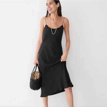 J.Crew Gwyneth Cupro-blend Slip Dress in Black Si… - image 1