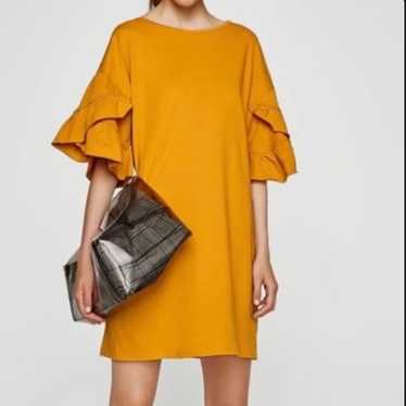 NWOT Zara mustard yellow shift Dress Sz M - image 1