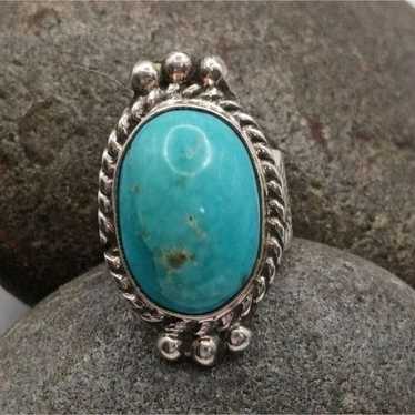 Navajo Signed SM Sonoran Gold Turquoise Sterling … - image 1