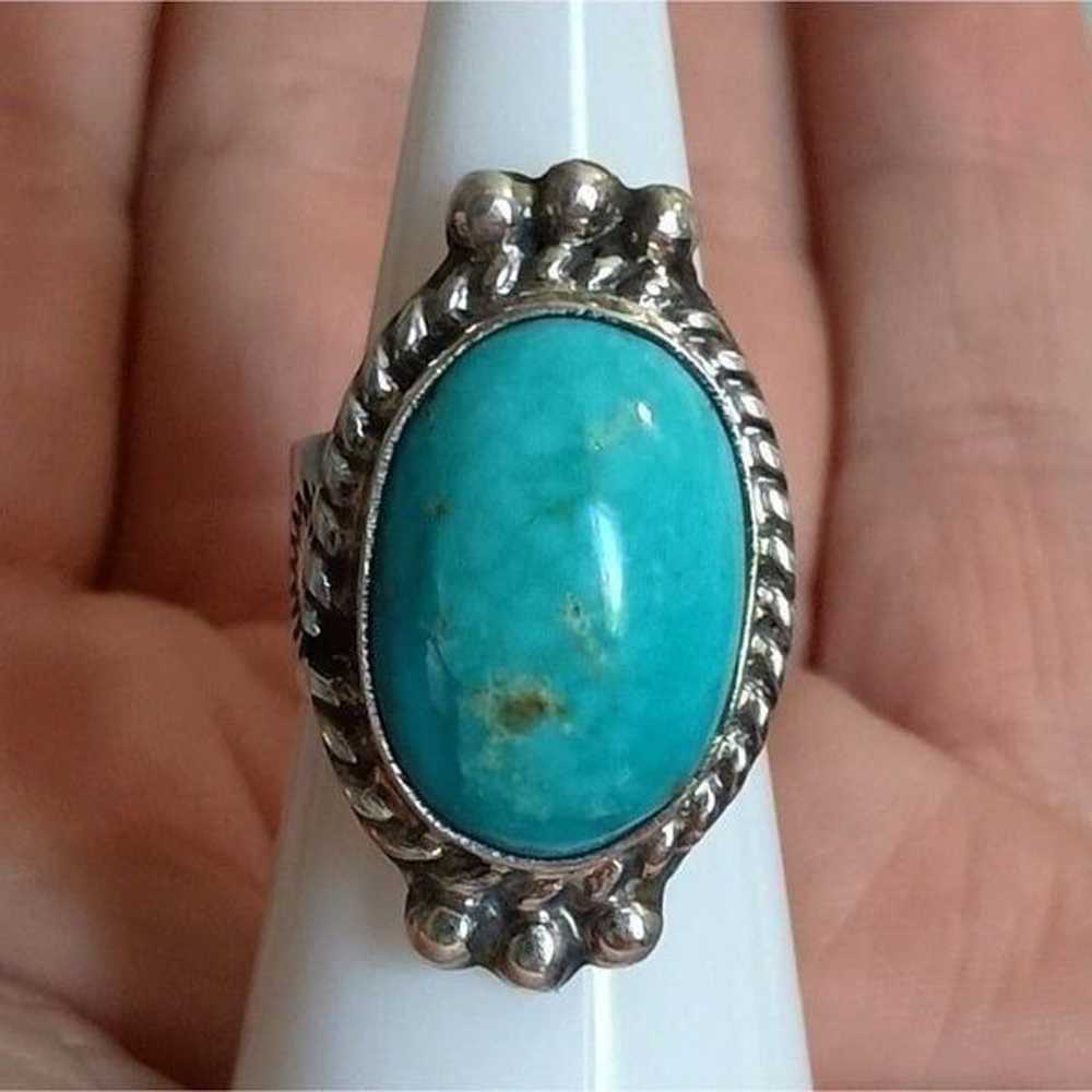 Navajo Signed SM Sonoran Gold Turquoise Sterling … - image 2