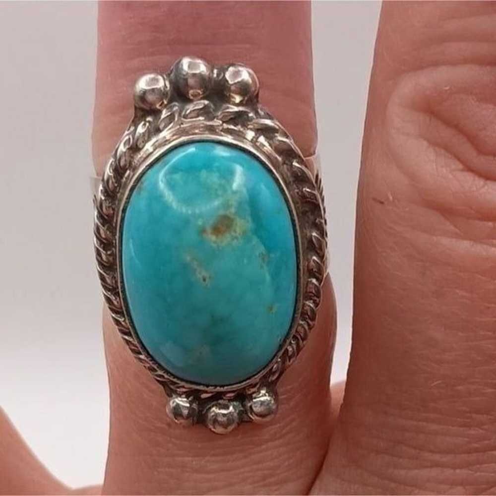 Navajo Signed SM Sonoran Gold Turquoise Sterling … - image 3