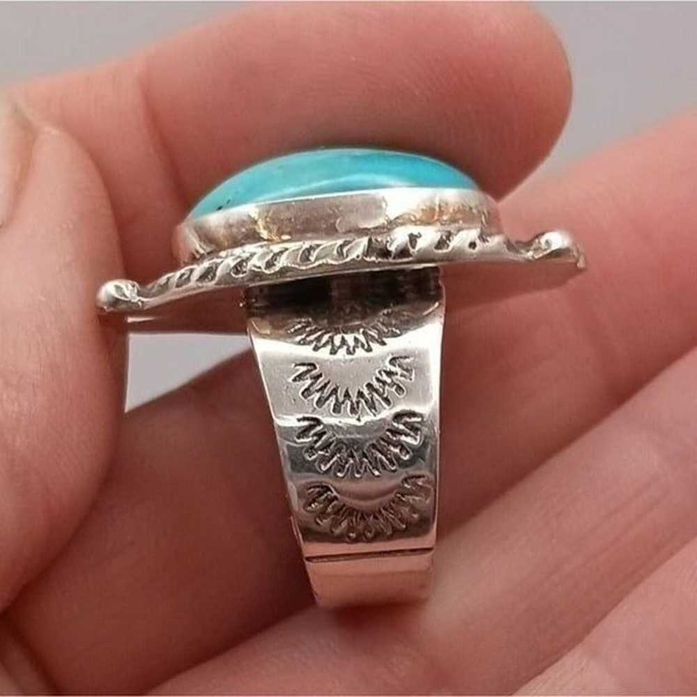 Navajo Signed SM Sonoran Gold Turquoise Sterling … - image 4