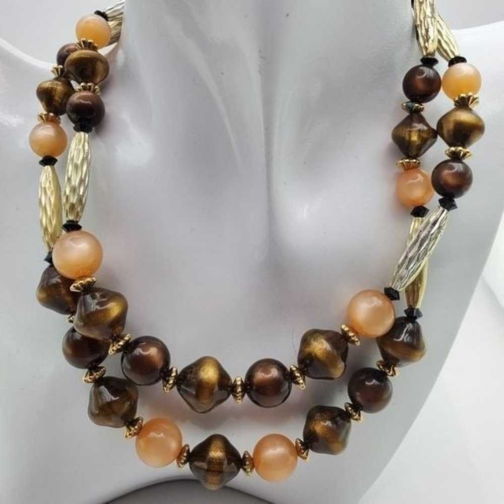 Coro vintage moonlight glow double strand necklac… - image 1