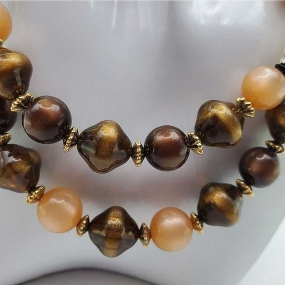 Coro vintage moonlight glow double strand necklac… - image 2